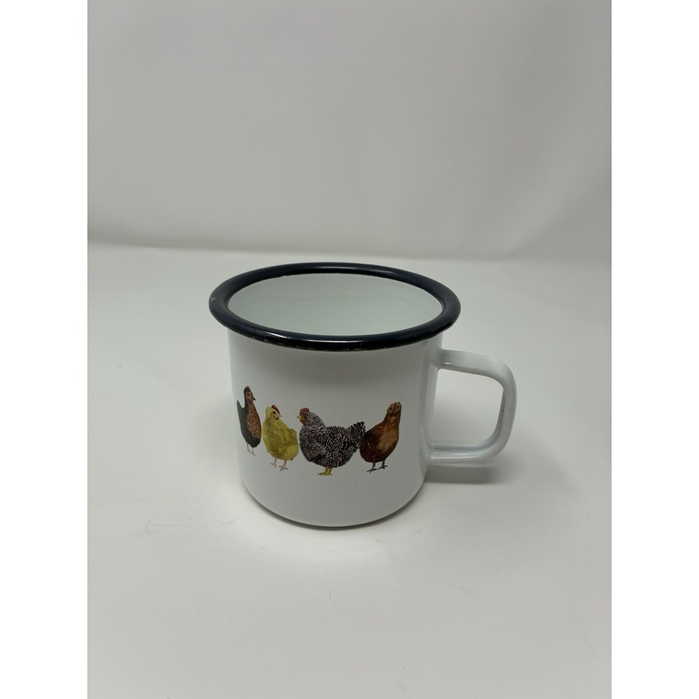 Outdoors Enamelware Mug Bundle Blue Speckle & Chicken Hen Farmhouse Mugs‎ - Picture 2 of 9
